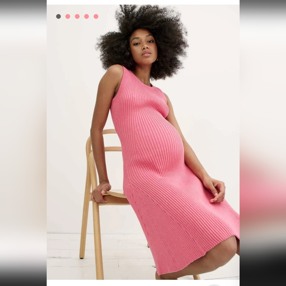 Hatch, The Alexis Ribbed Knit Dress, Coral, Size L (Maternity 3), NWT